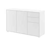 Cómoda paarl con 2 cajones sin mango y 3 puertas - aglomerado 74 x 117 x 36 cm blanco alto brillo [en.casa]