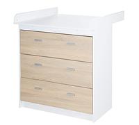 Cómoda para Cambiar pañales Gabriella con Accesorio de Cambio Desmontable, Bicolor, 3 cajones, Altura de Cambio 90 cm