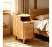 Cómoda pequeña de almacenamiento de madera auténtica for dormitorio | Compartimento de almacenamiento doble, muesca eléctrica trasera, guía de rodillos silenciosa(Natural wood color,30*40*50cm)
