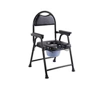 Cómoda plegable/silla de ducha Cómodas plegables junto a la cama Sillas de inodoro, Inodoros para acampar con cubo/respaldo, Silla de ducha portátil de acero inoxidable con reposabrazos Silla alterna