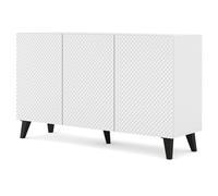 Cómoda ravenna pc 150 3d acabado blanco mate, brillo blanco y patas negras 150x42x87 cm
