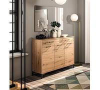 Cómoda Sideboard Anrichte 120cm Artisan Roble 3 Puertas Con Cajones 81053125