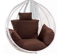 Cómoda silla columpio para exteriores con funda de cojín lavable, reposacabezas y reposabrazos, hamaca grande de patio marrón oscuro para máxima relajación y comodidad