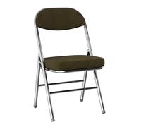 Cómoda silla de escritorio plegable con cojín de pana, marco de metal, diseño sin brazos, ideal para comedor, entrenamiento, conferencias, jardín, escuelas y exposiciones (verde oscuro)