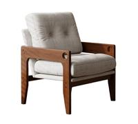 Cómoda silla de lectura de terciopelo, sofá individual de madera maciza con cojín grueso y respaldo, elegante reclinable para dormitorio, sala de estar y dormitorio