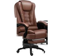 Cómoda silla de oficina de cuero con respaldo alto con cojín de látex giratorio y reposapiés, ideal para café de juegos y uso administrativo (color: reposapiés trasero de látex)