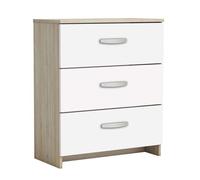 Cómoda sinfonier mesita grande con cajones color blanco y roble shannon 61x29x72 cm