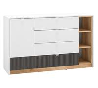 Cómoda Torino Sideboard 138x40x86cm Blanco Roble Castello Grafito 1 Puerta