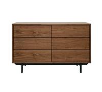 Cómoda vintage con 6 cajones de nogal y metal 120 cm MANNY