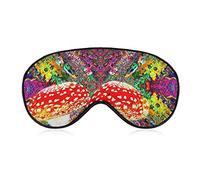 Cómoda y súper suave máscara de ojos 3D para niñas, mujeres, niños, máscara de seda para dormir, máscara de ojos para dormir con correa ajustable (Trippy Mushroom Magica World Glowing Psychedelic Art)