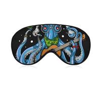 Cómoda y supersuave hoja para fumar Trippy Octopus Play Guitar Art Antifaz para dormir para hombres, mujeres, niños, visera con los ojos vendados con correa elástica Almuerzo Descanso Viajar Sleeping