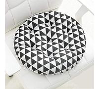 Cómodas almohadillas redondas para sillas, paquete de 2 cojines de algodón para uso en interiores y exteriores, diseño triangular negro, 40 x 40 cm, perfecto para comedor, patio y decoración del hogar