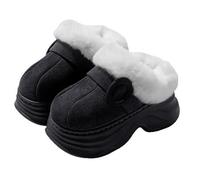 Cómodas pantuflas con soporte de arco de espuma viscoelástica para interiores y exteriores, ideales para deslizarse dentro y para el invierno, cálidas, suaves y con forro polar para un cómodo 07