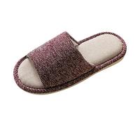 Cómodas zapatillas antideslizantes para el hogar de espuma viscoelástica planas zapatillas de cabaña de lino par de pantuflas suaves para invitados de interior y exterior para interiores y exteriores
