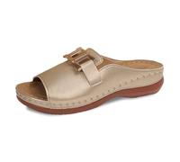 Cómodas zapatillas de estar por casa para mujer para uso diario y casual. Diseño de puntera abierta. Estilo slip-on. Perfecto para primavera y verano. Versátiles para atuendos relajados., dorado, 38