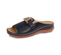 Cómodas zapatillas de estar por casa para mujer para uso diario y casual. Diseño de puntera abierta. Estilo slip-on. Perfecto para primavera y verano. Versátiles para atuendos relajados., Negro , 42