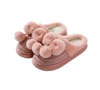 Cómodas zapatillas de invierno de ante con diseño de lazo y cómoda cubierta de dedo para ti y parejas, Rosa., 45 EU
