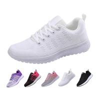 Cómodas zapatillas deportivas resistentes a los golpes, transpirables, con cordones, ligeras, para correr, para el gimnasio, para el tiempo libre, Blanco, 41 EU