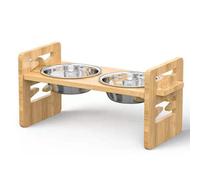 Comodidad de alimentación redefinida: comederos ajustables para perros con soporte de bambú, inclinados para facilitar la digestión, fáciles