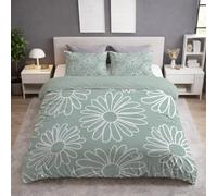 Comodidad Funda Nórdica Reversible Individual 220 x 240 cm - Fundas para Edredon cama 150 con Funda de Almohada 50 x 75 Sin costuras Plantas Margaritas Suave y Transpirable con Cremallera Azul