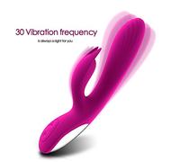 comodidad silicona conejo - Vibrador para mujeres Con 10 programas kräftig Dual Motors de estimulación de Massager vibratoren 100% impermeable pared Massager, color rosa