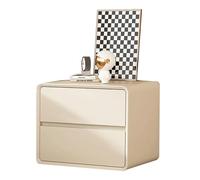 Comodino in Legno massello in Stile Moderno con Due cassetti, Bianco, adatto per camere da letto e soggiorni, Mobile contenitore per divano, Mobile contenitore(Ivory,50 cm (19.7 Inch))