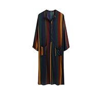 Comodish Muslim Clothing For Men Long Sleeve Casual Crewneck Striped Shirt Cotton Dubai Jubba Thobe Long Gown (Color : Verde, Tamaño : XL)