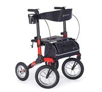 Comodità Tipo - Andador todo terreno, rodante con ruedas para exteriores con asiento extra ancho y frenos para adultos y personas mayores, fácil de plegar, 4 ruedas, rojo Módena