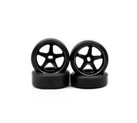 COMODO 2.5/5.5 Grados Tires de Movimiento con Rimas de Ruedas metálicas para 1/28 RC Cars - Frente 9mm atrás 11.5mm Ancho, 27mm Diámetro, 28g/Set(5.5 Degrees Black)