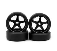 COMODO 2.5/5.5 Grados Tires de Movimiento con Rimas de Ruedas metálicas para 1/28 RC Cars - Frente 9mm atrás 11.5mm Ancho, 27mm Diámetro, 28g/Set(2.5 Degrees Black)