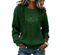 COMODO 3D Print Shamrock Pullover Sweatshirt para Mujeres Celtic Knot Pattern Long Sleeve St Patricks Day Top Casual(Dark Green 05,S)