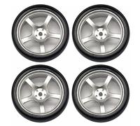 COMODO 4pcs 32mm Metal RC Drift Wheels Hard Tires Replación para 1/18 Escala RC Cars Compatible con LD1801 LD1802 LD1803 LD1804 A01 A02 A86(Color: JSLG-SI)