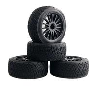 COMODO 4PCS Rimas de Ruedas RC de 2,2 Pulgadas con pneumáticos de 80 mm para Coches Off-Road de 1/10 Escala, 12mm Hex Hub, Rubber Tires & Plastic Rims Set(Black)