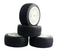 COMODO 4PCS Rimas de Ruedas RC de 2,2 Pulgadas con pneumáticos de 80 mm para Coches Off-Road de 1/10 Escala, 12mm Hex Hub, Rubber Tires & Plastic Rims Set(White)