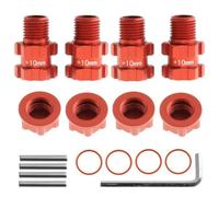COMODO 4PCS Wheel Hex Hubs Adapter 14mm a 17mm 10mm Widen Compatible con 1/10 3S Mega Bigrock Off-Road RC Modelos de Coches(10MM 3S W106-RED)