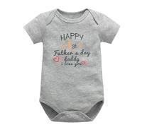 Cómodo Adorable y Transpirable Body de Manga Corta para bebé niña de Verano con Cierre de broches Conjunto para recién Nacida bebé y niña pequeña (Grey 0-3 Months)