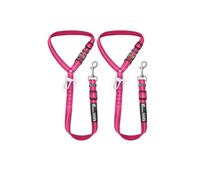 Cómodo arnés de cinturón de seguridad para perro para coche, correa 2 en 1 y sujeción que asegura al reposacabezas. Elástico ajustable, fuerte, duradero, reflectante, fácil de usar (rosa)