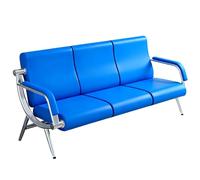 Cómodo banco de sala de espera de 3 plazas con respaldo reclinable de 110°, capacidad de peso de 400 kg, perfecto para oficina, clínica, aeropuerto y pasillo (azul)