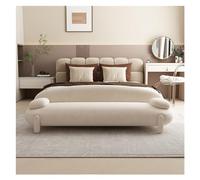 Cómodo banco largo tapizado, marco de madera otomano acolchado moderno al final de la cama, acento para pasillo, comedor, sala de estar (blanco, 150 * 55 * 60 cm)