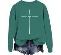 COMODO Christian Cross Pullover Hoodie para Mujeres Long Sleeve Hooded Sweatshirt con Cross Graphic Casual Wear(Green-2,M)