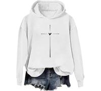 COMODO Christian Cross Pullover Hoodie para Mujeres Long Sleeve Hooded Sweatshirt con Cross Graphic Casual Wear(White,M)
