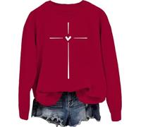 COMODO Christian Cross Pullover Hoodie para Mujeres Long Sleeve Hooded Sweatshirt con Cross Graphic Casual Wear(Wine-2,M)