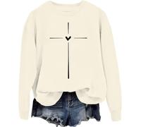 COMODO Christian Cross Pullover Hoodie para Mujeres Long Sleeve Hooded Sweatshirt con Cross Graphic Casual Wear(Khaki-2,M)