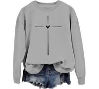COMODO Christian Cross Pullover Hoodie para Mujeres Long Sleeve Hooded Sweatshirt con Cross Graphic Casual Wear(Grey-2,M)