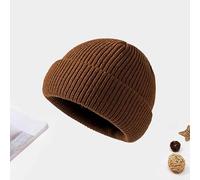 Cómodo gorro de punto acanalado en mostaza, suave 100 % acrílico, gorro de invierno para hombres y mujeres, perfecto para climas fríos