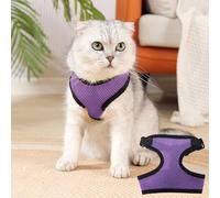 Cómodo juego de arnés y correa para pasear al perro, arnés de chaleco ajustable, sin tirones, esencial para cachorros, para perros pequeños y medianos y gatos domésticos, morado, L