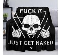 Cómodo Manta, Calavera Graciosa ¡Que Le Den! Esqueleto Gótico Halloween, Microfibra Manta Mullida, Colchas para Cama, Toda Estación, Adultos S