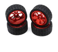 COMODO Metal RC Wheel and Tire Set for 1/18 Scale Cars - 65mm Diámetro, 12mm Hex, Compatible con A949 A959 A969 A979 K929(Red)