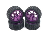 COMODO Metal RC Wheel and Tire Set for 1/18 Scale Cars - 65mm Diámetro, 12mm Hex, Compatible con A949 A959 A969 A979 K929(Purple)