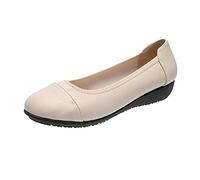 Cómodo Mid Talón Suave Mujeres Casual Zapatos de Suela de Zapatos de Mujer Zapatos Casuales de Mujeres Botín Calcetín Mujer (Beige, 38)